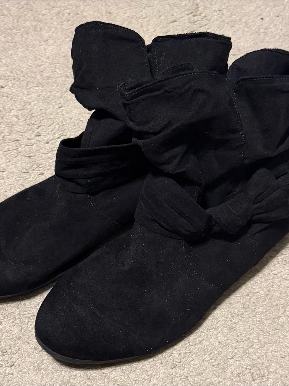 Women's Black Suede Knot Ankle Boots